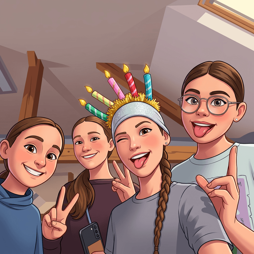 Cartoon style AI birthday photo